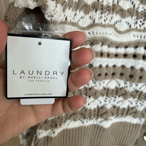 New LAUNDRY by Shelli Segal Crochet Cropped Cardigan Sweater Cream Beige X-Large - Picture 7 of 9